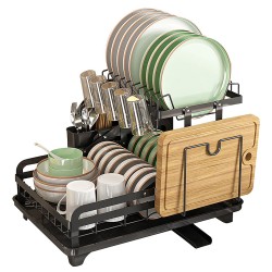 2-Tier Foldable Kitchen Organiser Dish & Bowl Drying Rack